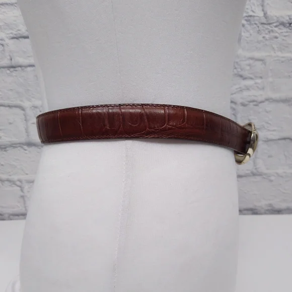 Vintage Brighton Brown Leather Embossed Belt - Picture 2 of 6